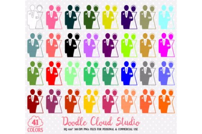 82 Colorful Wedding Clipart PNG Bride and Groom icons Wedding Party