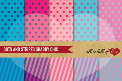 Dots and stripes digital background patterns in pink green and blue