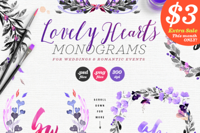 Lovely Hearts Monograms III