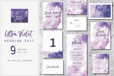 Ultra violet wedding suit invitation