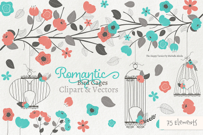 Romantic Bird Cages Clipart and Vectors