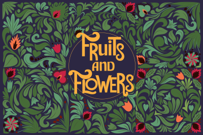 Fruits and Flowers clipart set