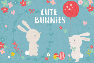 Cute bunnies clipart