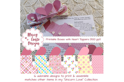 Unicorn Love Heart Boxes set of 6
