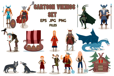 Set of viking cartoon characters.