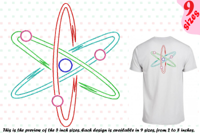 Atom Science - Designs for Embroidery Nuclear Fission outline 190b