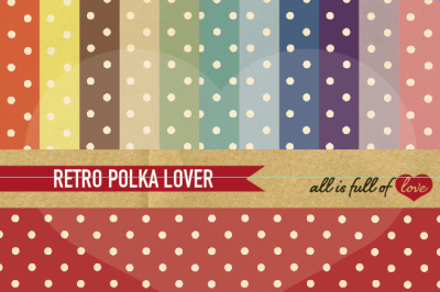 Retro Polka Dots Digital Paper Pack Rainbow Colors