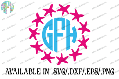 Starfish Monogram - SVG, DXF, EPS Cut File