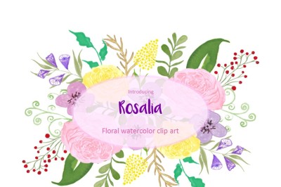 Floral watercolor clip art - Rosalia