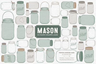 Vector Mason Jars Clipart in Hemlock