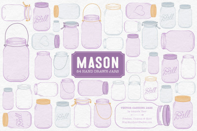Vector Mason Jars Clipart in Lavender