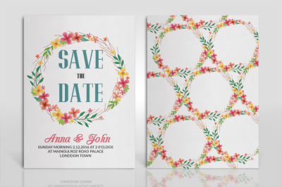 Double Sided Wedding Floral Invitation