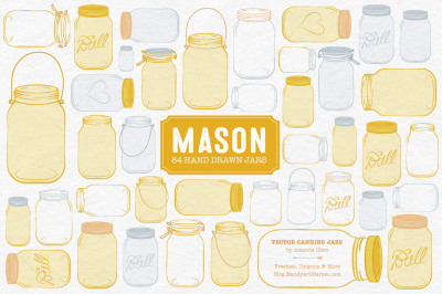 Vector Mason Jars Clipart in Sunshine