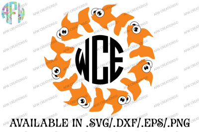 Goldfish Monogram - SVG, DXF, EPS Cut File