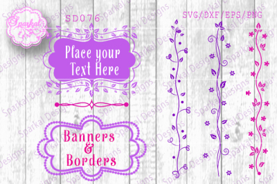 Swirly Vine Borders and Banners Cut Files
