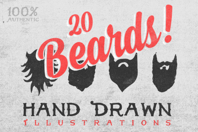 20 Hand Drawn Beards