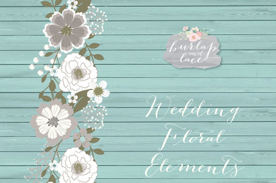 Rustic wedding clipart, teal, brown, shabby chic clipart, Hand Drawn clipart,wedding clipart, flower clipart, wood digital paper