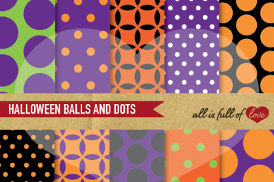 Halloween Dots and Spots digital paper trick or treat background patterns