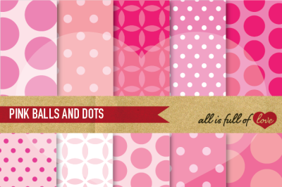 Girl Backgrounds Balls and Dots Pink Digital Paper