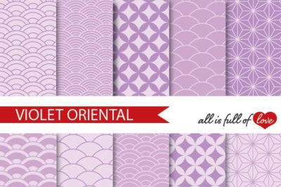 Violet Digital Paper Oriental Graphics Lilac