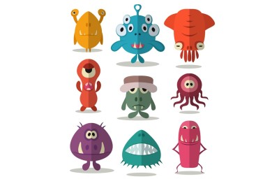 Many cute doodle monsters