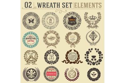 Laurel wreath set. Design elements
