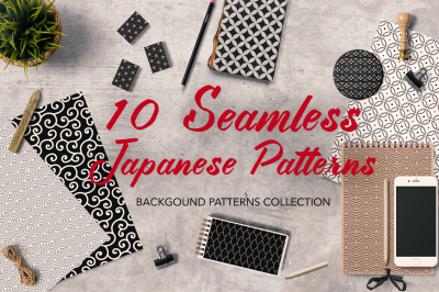 Black and White digital papers Japanese Patterns Pack