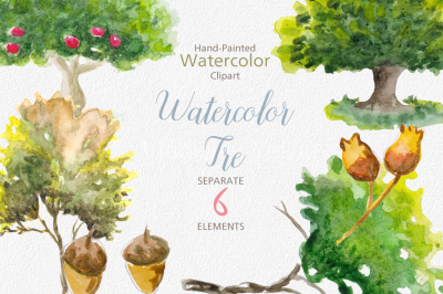 Forest Watercolor Trees Clipart