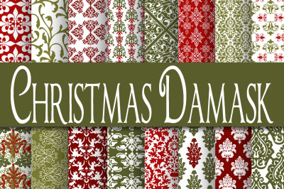 Christmas Damask Digital Paper