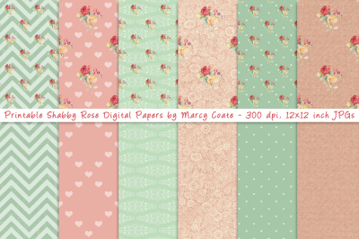 Printable Shabby Rose Digital Papers
