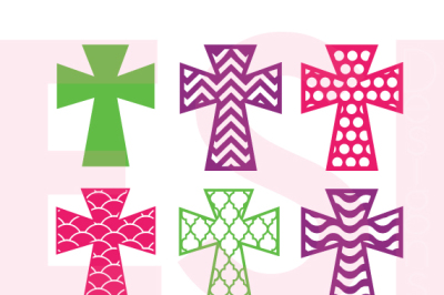 Patterned Cross Set 1 - SVG, DXF, EPS - Cutting files