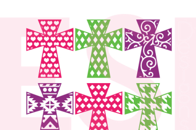 Patterned Cross Set 2 - SVG, DXF, EPS - Cutting files