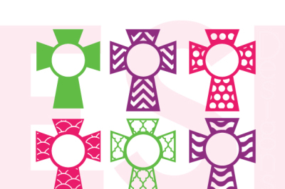 Patterned Cross Monogram Designs - Set 1 - SVG, DXF,EPS - Cutting files 
