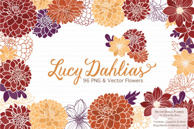 Lucy Floral Dahlias Clipart in Autumn