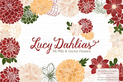 Lucy Floral Dahlias Clipart in Christmas