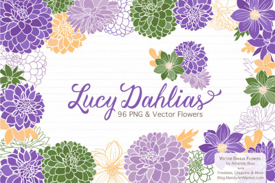 Lucy Floral Dahlias Clipart in Crocus