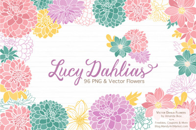 Lucy Floral Dahlias Clipart in Garden Party