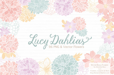 Lucy Floral Dahlias Clipart in Grandmas Garden