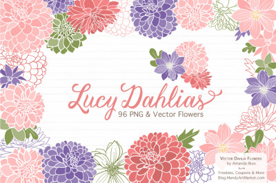 Lucy Floral Dahlias Clipart in Wildflowers