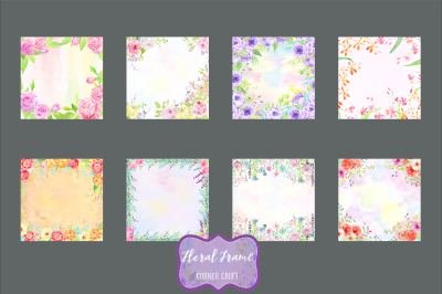 Watercolor floral frames 12x12
