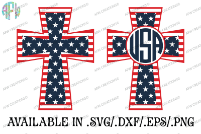 Monogram Patriotic Cross - SVG, DXF, EPS Cut Files