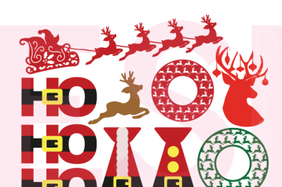Santa and Reindeer Designs Set - SVG, DXF, EPS - Cutting Files