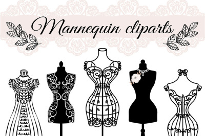 VECTOR Hand draw mannequin, fashion, dress forms clipart, tailors dummy, sewing clipart