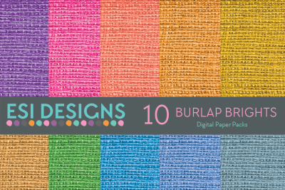 Burlap Brights - Digital Paper Pack - 10 Papers