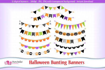 Halloween bunting banners clipart