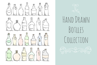 Set of doodle bottles