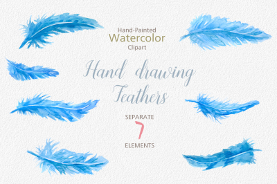 Watercolor Feathers Clipart - Watercolour Feathers, Hand Painted Feathers, Feather Clipart, Clipart Feathers