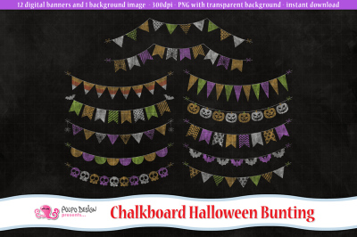 Chalkboard Halloween Bunting clipart