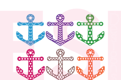 Patterned Anchor Designs - Set 1 - SVG, DXF, EPS - Cutting Files.