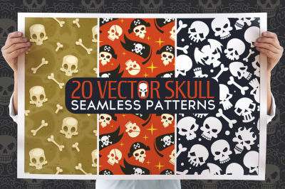 20 Skull Seamless Vector Patterns